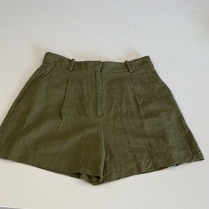 Zara High Waist Shorts in Olive Green